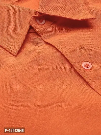 KHADIO Men's Orange Full Shirt-thumb2