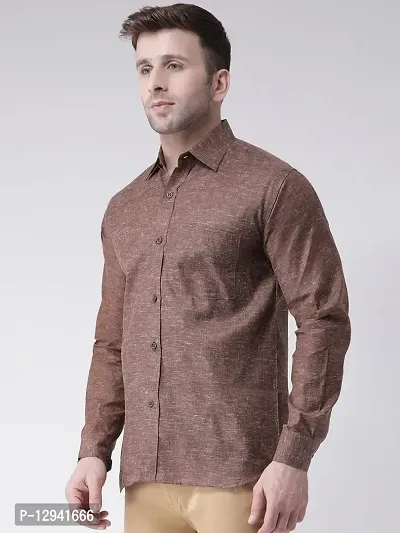 RIAG Men's Linen P1 Full Shirt Brown-thumb2