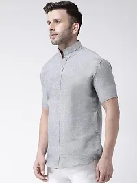 RIAG Men's Chinese Neck Half Sleeves Grey Shirt-thumb1