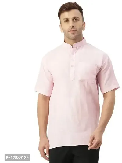RIAG Men's Half Sleeves Pink 1 Short Kurta