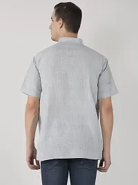 RIAG Men's Half Sleeves Grey Textured Short Kurta-thumb2