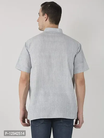 RIAG Men's Half Sleeves Grey Textured Short Kurta-thumb3