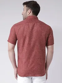KHADIO Men's Linen O1 Half Shirt Brown-thumb2
