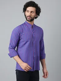 Reliable Blue Cotton Striped Long Sleeves Casual Shirt For Men-thumb4