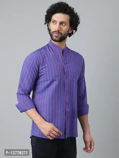 Reliable Blue Cotton Striped Long Sleeves Casual Shirt For Men-thumb5