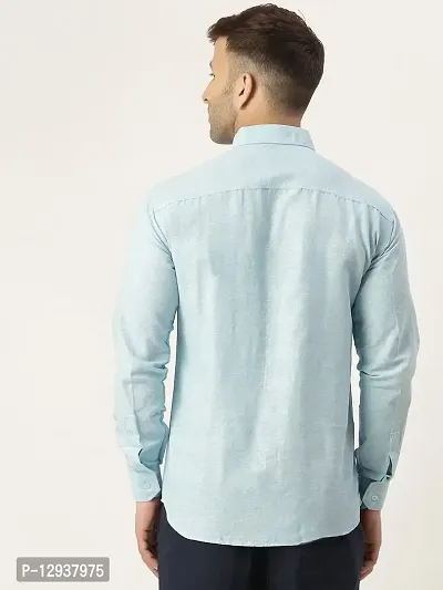 KHADIO Men's Sky Blue Full Shirt-thumb4