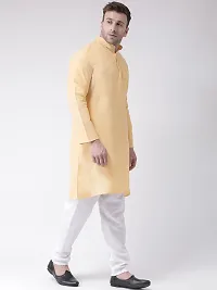 Stylish Fancy Cotton Blend Solid Kurta And Bottom Sets For Men-thumb3