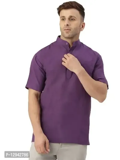 RIAG Men's Half Sleeves Purple 1 Short Kurta-thumb0