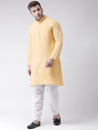 Stylish Fancy Cotton Blend Solid Kurta And Bottom Sets For Men-thumb1