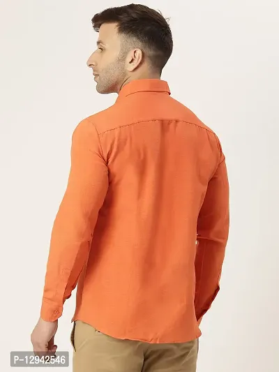 KHADIO Men's Orange Full Shirt-thumb4