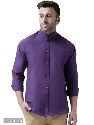 RIAG Men's Chinese Neck Full Sleeves Purple Shirt