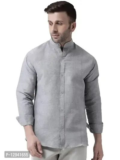 Khadio Men's Full Sleeves Grey Shirt