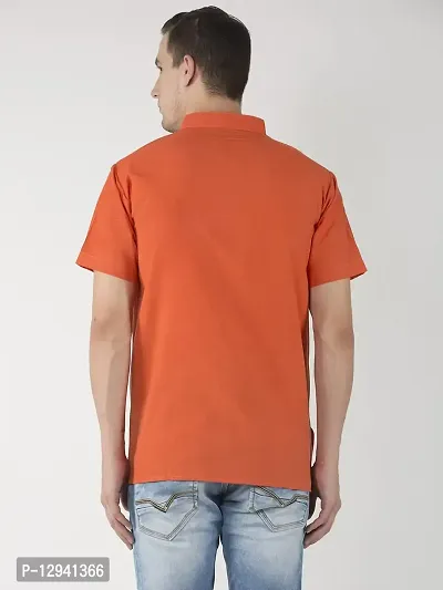 RIAG Men's Half Sleeves Orange Short Kurta-thumb3