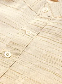 RIAG Men's Half Sleeves Beige Khaki Textured Short Kurta-thumb1