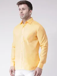 KHADIO Men's Linen H1 Full Shirt Yellow-thumb1