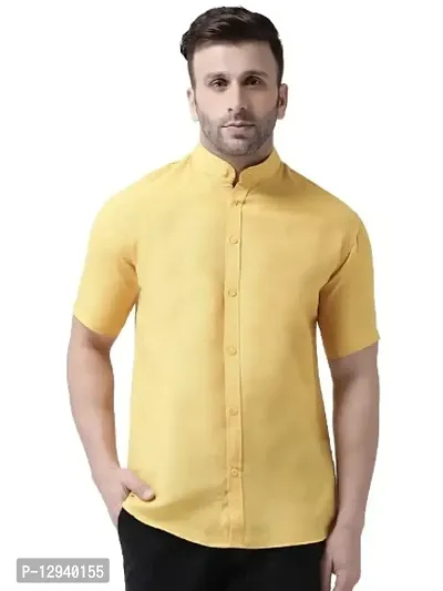 Khadio Men's Half Sleeves Mustard Yellow Shirt