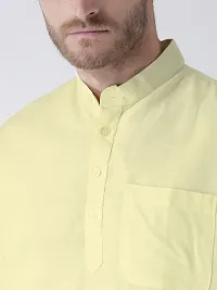 RIAG Men's Half Sleeves Lemon Yellow Short Kurta-thumb4