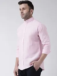 RIAG Men's Chinese Neck Full Sleeves Pink Shirt-thumb1