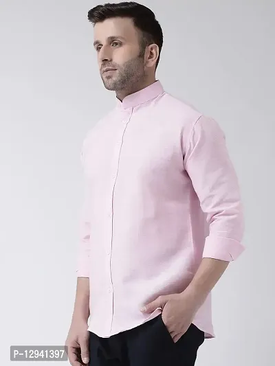 RIAG Men's Chinese Neck Full Sleeves Pink Shirt-thumb2