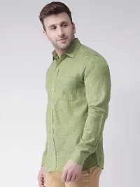 KHADIO Men's Linen Q1 Full Shirt Green-thumb1