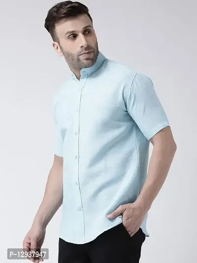 RIAG Men's Chinese Neck Half Sleeves Sky Blue Shirt-thumb2