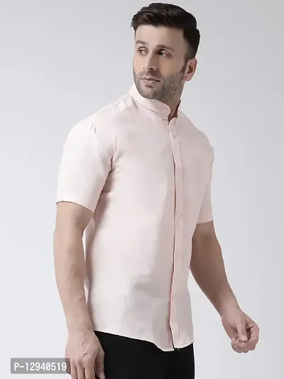 Khadio Men's Half Sleeves Peach Shirt-thumb3