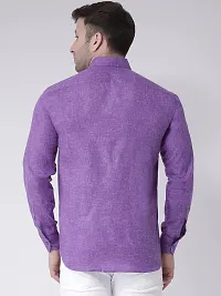 KHADIO Men's Linen D1 Full Shirt Purple-thumb2