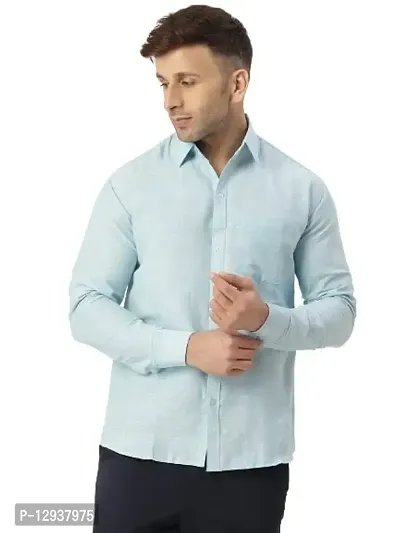 KHADIO Men's Sky Blue Full Shirt-thumb0