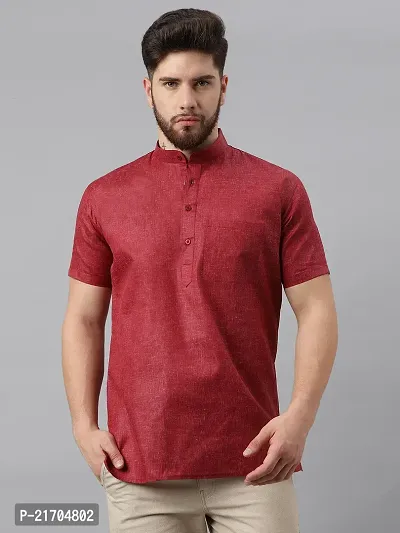 Riag Mens Half Sleeves Self Design Kurta