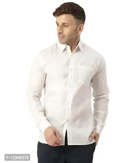 KHADIO Men's White Full Shirt