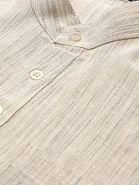 RIAG Men's Half Sleeves Beige Almond Textured Short Kurta-thumb1