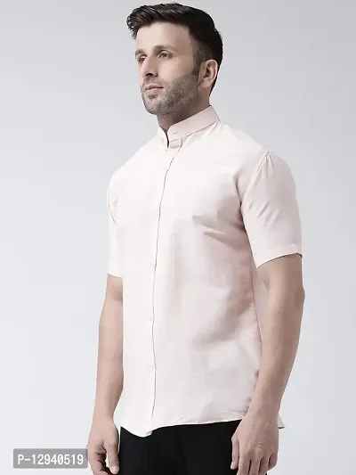 Khadio Men's Half Sleeves Peach Shirt-thumb2