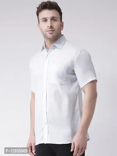 RIAG Men's Casual Linen F1 Half Sleeves Shirt White-thumb2