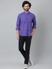 Reliable Blue Cotton Striped Long Sleeves Casual Shirt For Men-thumb3