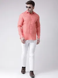 KHADIO Men's Linen B1 Full Shirt Orange-thumb3
