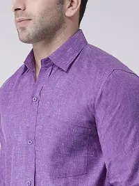 KHADIO Men's Linen D1 Full Shirt Purple-thumb4