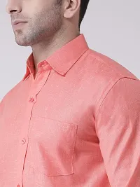 KHADIO Men's Linen B1 Full Shirt Orange-thumb4
