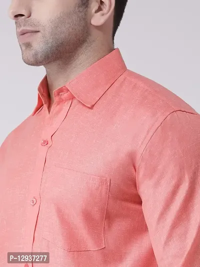 KHADIO Men's Linen B1 Full Shirt Orange-thumb5