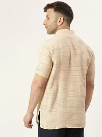 RIAG Men's Half Sleeves Beige Khaki Textured Short Kurta-thumb3