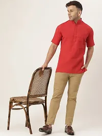 RIAG Men's Half Sleeves Red 1 Short Kurta-thumb4