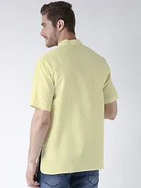RIAG Men's Half Sleeves Lemon Yellow Short Kurta-thumb2