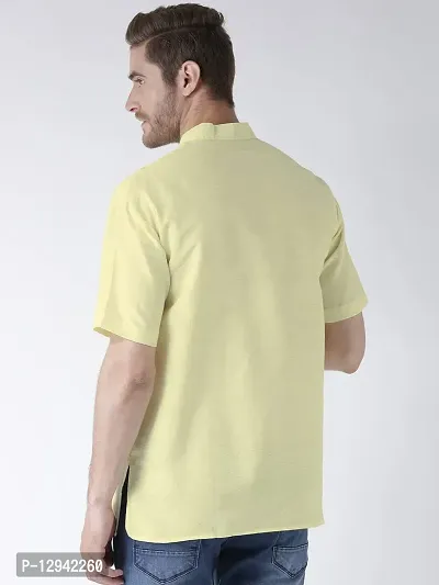 RIAG Men's Half Sleeves Lemon Yellow Short Kurta-thumb3