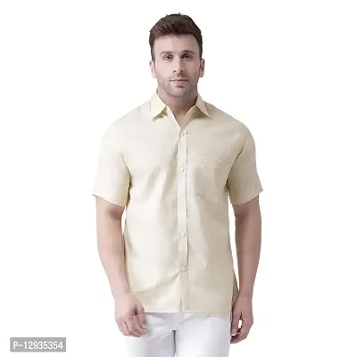 RIAG Men's Casual Linen U1 Half Sleeves Shirt Beige