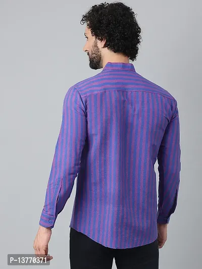 Reliable Blue Cotton Striped Long Sleeves Casual Shirt For Men-thumb3