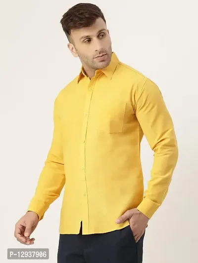 KHADIO Men's Mustard Full Shirt-thumb3