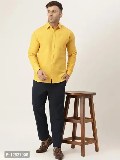 KHADIO Men's Mustard Full Shirt-thumb5