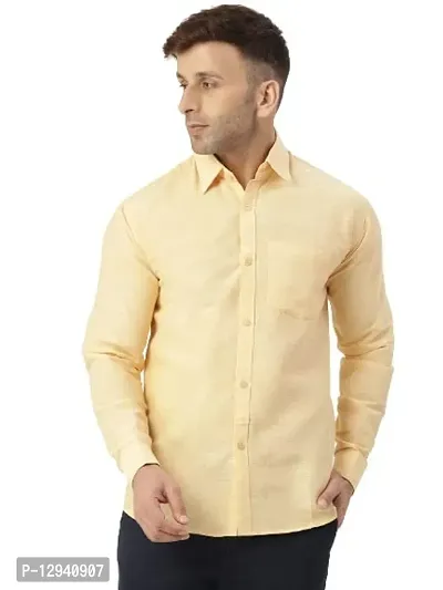 KHADIO Men's Beige Full Shirt-thumb0