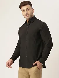 KHADIO Men's Black Full Shirt-thumb2