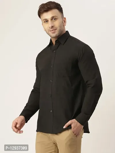 KHADIO Men's Black Full Shirt-thumb3