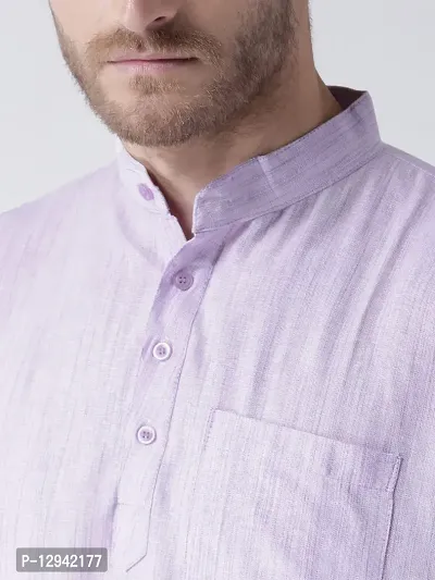 RIAG Men's Half Sleeves Purple Textured Short Kurta-thumb5